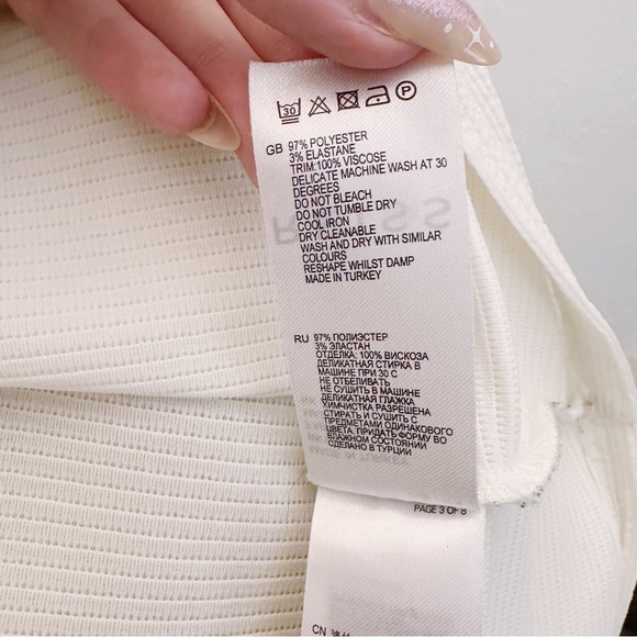 Reiss Ribbed Short Sleeve Blouse Top Ivory - Picture 5 of 6